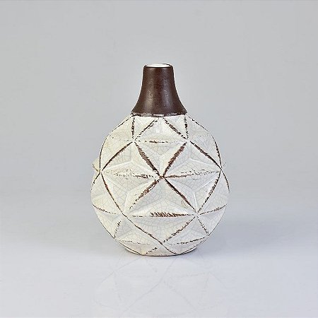 Vaso Preto e Branco Triângulos 20 cm em Cerâmica