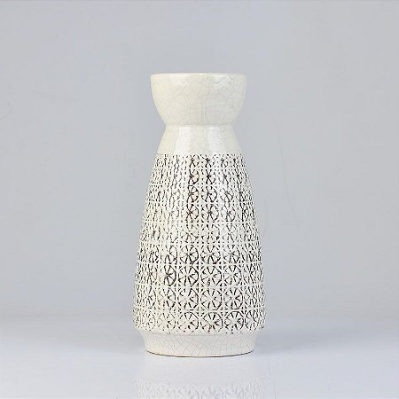Vaso Pattern Branco 25 cm em Cerâmica