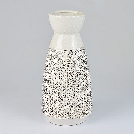 Vaso Pattern Branco 32 cm em Cerâmica