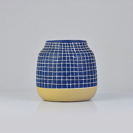 Vaso Lines Azul 16 cm em Cerâmica