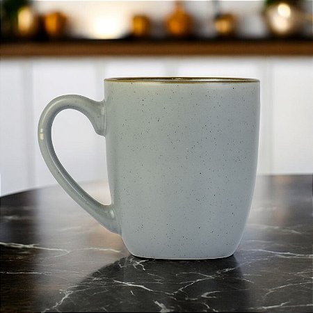 Caneca Cinza Escuro 10 cm em Cerâmica 350ml