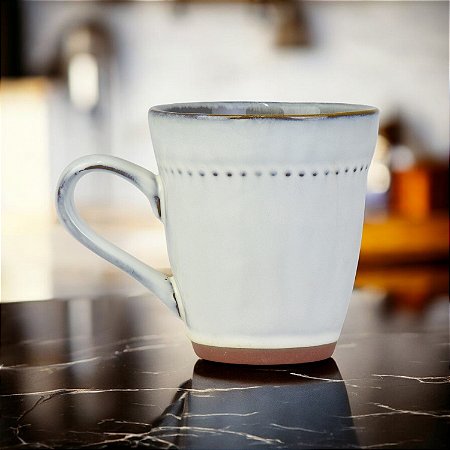 Caneca Vintage Branca 10 cm em Cerâmica 450ml