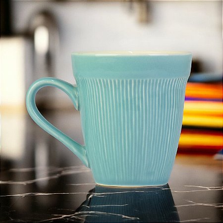 Caneca Vintage Turquesa 10 cm em Cerâmica 450ml