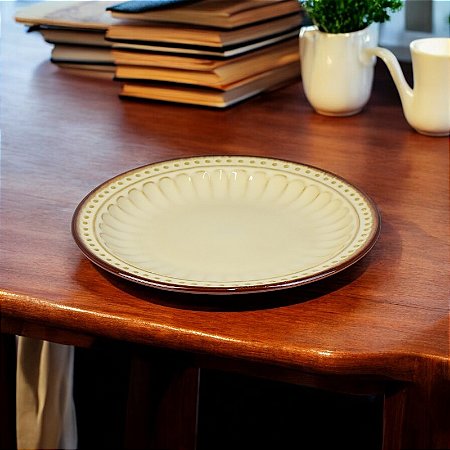 Prato Vintage Branco 20 cm em Cerâmica