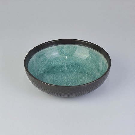 Tigela Cinza e Azul 18 cm em Cerâmica