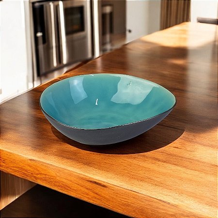 Tigela Oval Azul Claro em Cerâmica