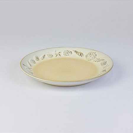 Prato Náutico Conchas Bege 21cm em Cerâmica