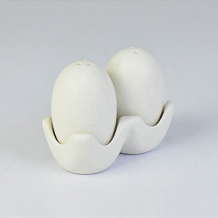 Porta Tempero Ovo Branco c/2 em Cerâmica