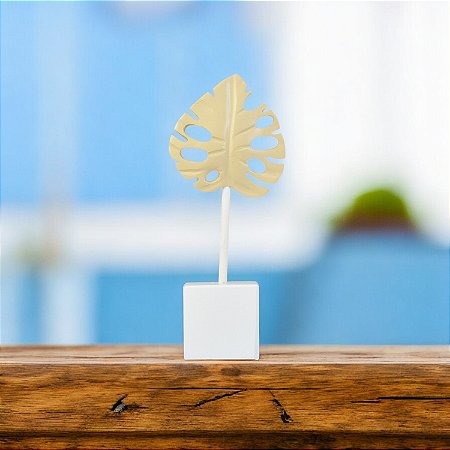 Enfeite Pedestal Folha Mamao Bege Médio