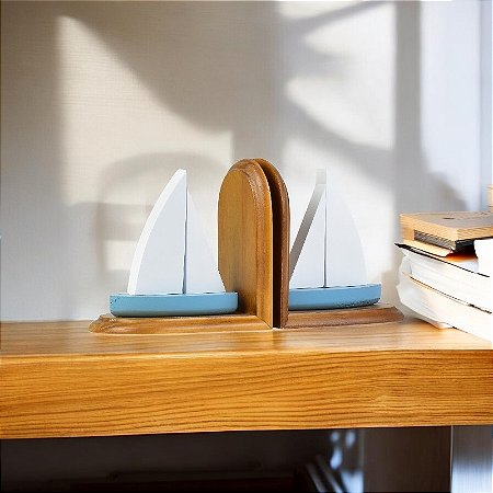 Jg C/2 Aparadores De Livros Barco Azul Claro