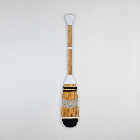 Remo Decorativo de Madeira 100cm Branco e Cinza com Ponta Preta