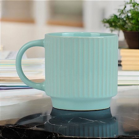 Caneca Retrô Lines Verde Claro 350 ml