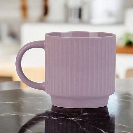 Caneca Retrô Lines Roxa 350ml