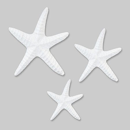 Trio de Enfeites Estrela de Parede Brancas