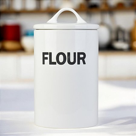Pote Flour Branco em Cerâmica