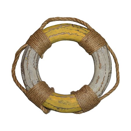 Enfeite Decorativo Boia Amarelo em Madeira