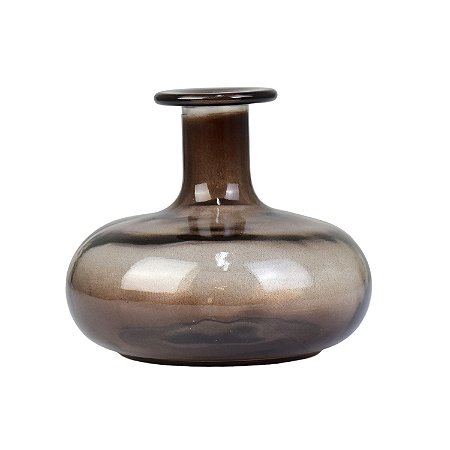 Vaso Transparente Redondo Marrom em Vidro