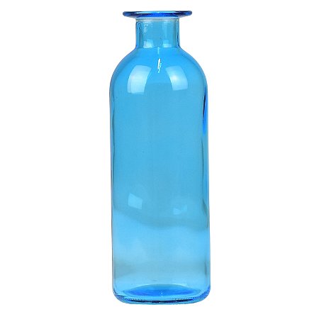 Vaso Garrafa Transparente Azul em Vidro