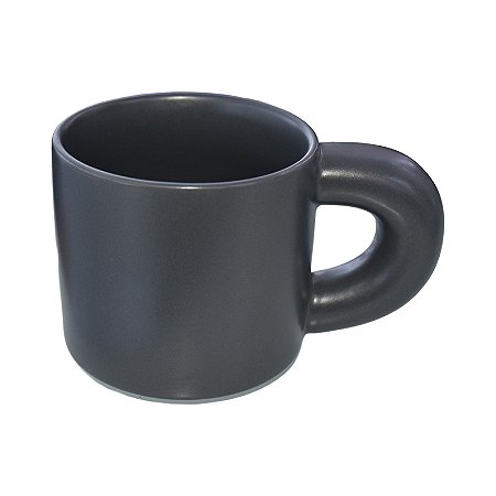 Caneca Retro Cinza Escuro em Cerâmica 300 ml