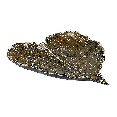 Folha Heart Marrom em Cerâmica