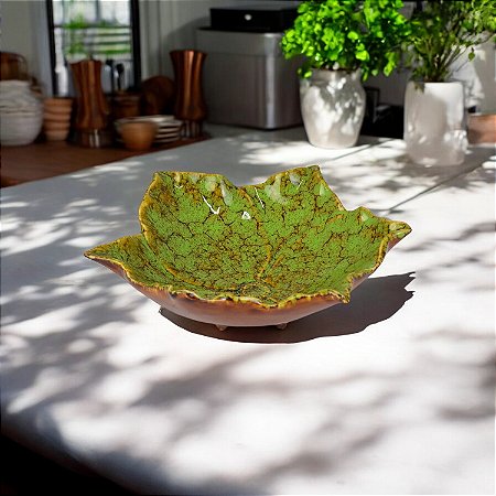 Enfeite Flor Verde em Cerâmica