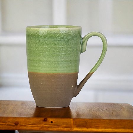Caneca Cement Verde em Cerâmica 450 ml