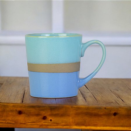 Caneca Whim Azul e Verde em Cerâmica 350 ml