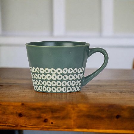 Caneca Bolas Verde em Cerâmica 350 ml