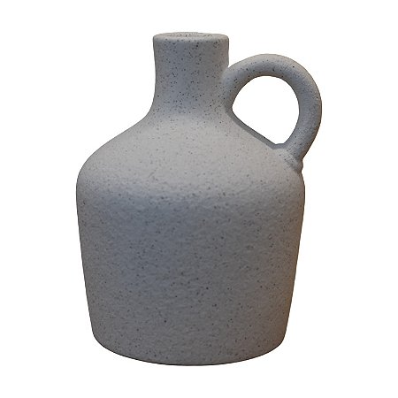 Vaso Branco Com Alça em Cerâmica