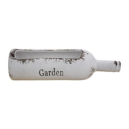 Vaso Garrafa Garden Branco em Cerâmica