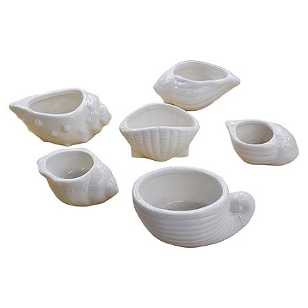 Jogo Com 6 Vasos Concha em Cerâmica
