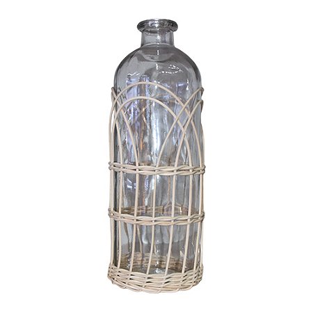 Vaso Garrafa Ratan 33 cm em Vidro