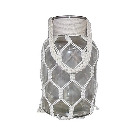 Vaso Ratan Com Corda 31 cm em Vidro
