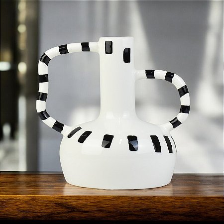 Vaso Savana Alça e Listras em Cerâmica