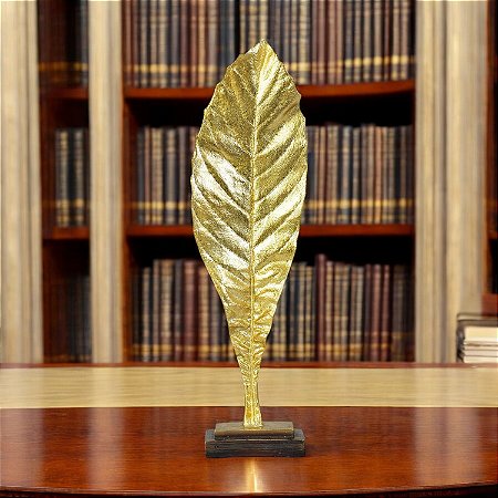 Pedestal Folha Dourada Em Resina