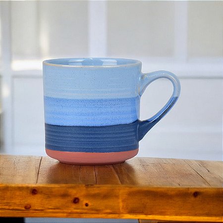 Caneca Colorida Tons Azuis em Cerâmica