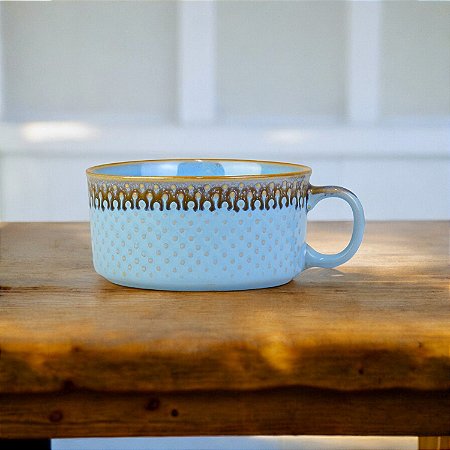 Bowl Com Alça Azul Claro em Cerâmica