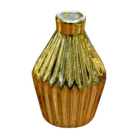 Enfeite Mini Vaso Dourado Modelo D em Cerâmica