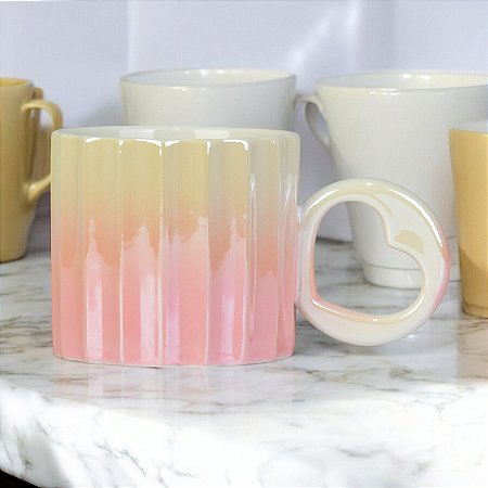 Caneca Duo Rosa em Cerâmica