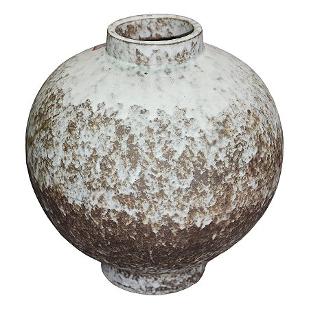 Vaso Round Envelhecido Branco em Cerâmica