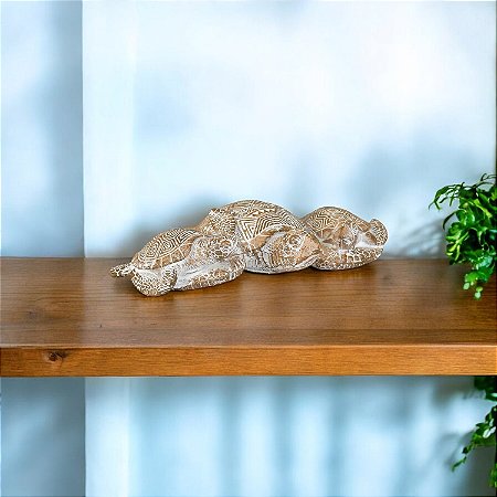 Enfeite Tartaruga Tripla em Resina