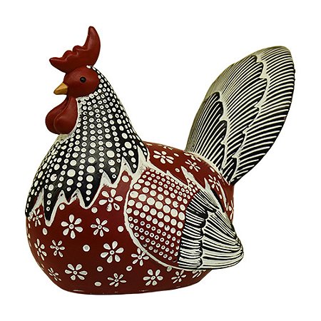 Enfeite Galinha Vermelha 17 cm em Resina