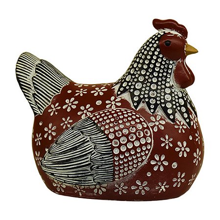 Enfeite Galinha Vermelha 13 cm em Resina