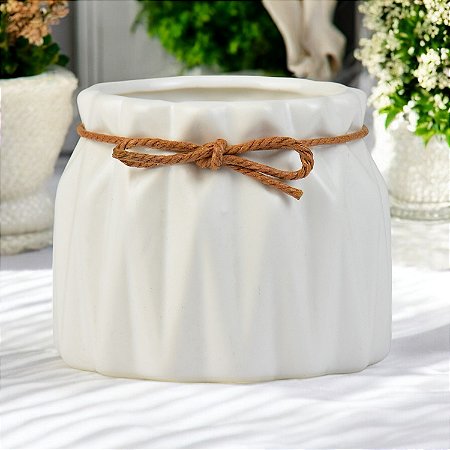 Vaso Color Losango Branco em Cerâmica