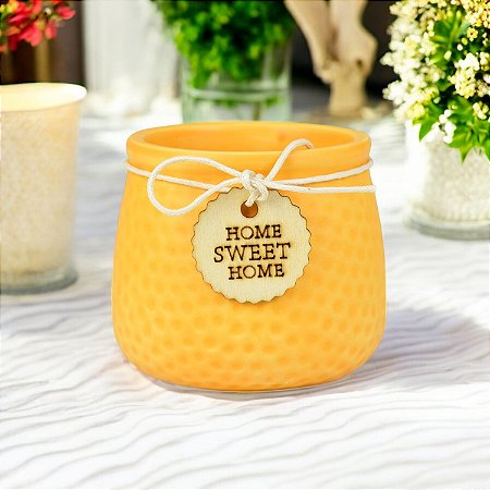 Vaso Color Textura Amarelo em Cerâmica