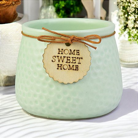 Vaso Color Home Sweet Home Verde 9 cm em Cerâmica
