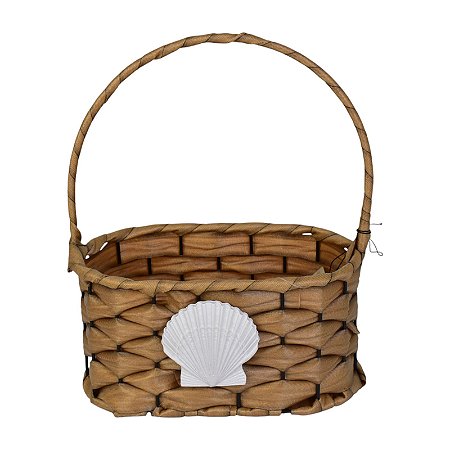 Cesta Trançada Flower em Rattan Artificial Bege