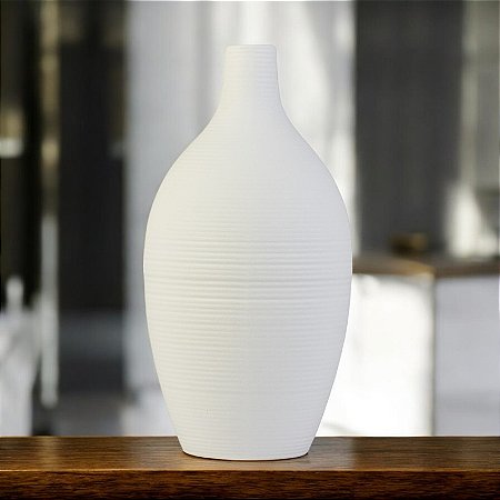 Vaso Botija Branco em Cerâmica