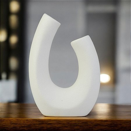 Vaso Curva Branco em Cerâmica