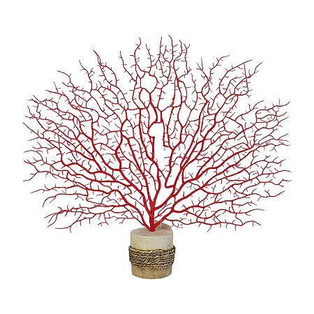Coral Artificial Vermelho 42 cm com Suporte